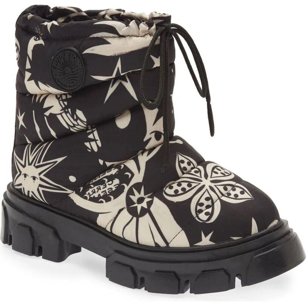 FARM Rio Black and White Winter Boots